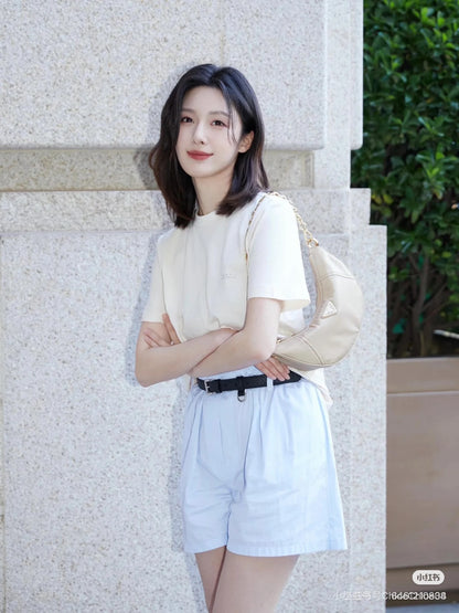 GTR / 프라다 여성 가슴 희미한 알파벳 반팔 티셔츠