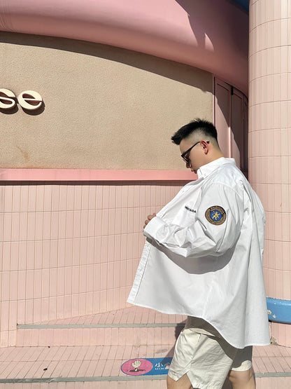 GTR / 발렌시아가 남성 로고 자수 배지 셔츠