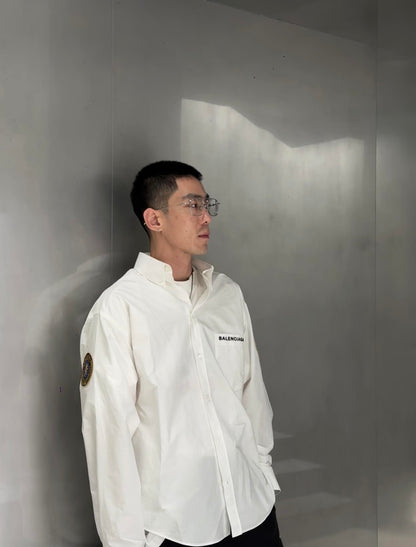 GTR / 발렌시아가 남성 로고 자수 배지 셔츠