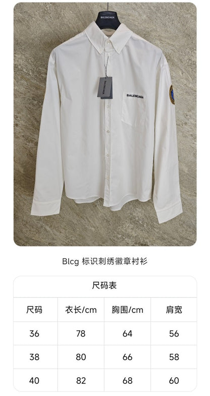 GTR / 발렌시아가 남성 로고 자수 배지 셔츠