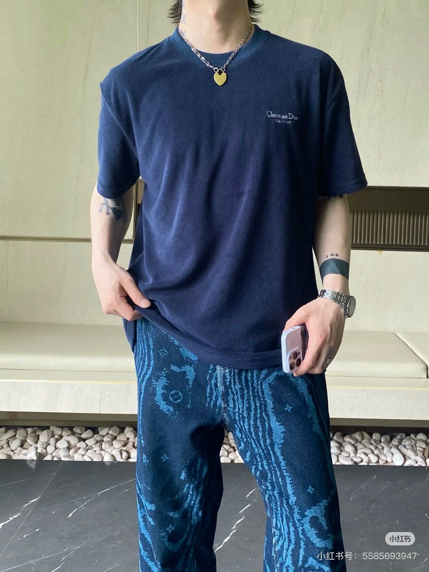GTR / 디올 남성 면 반팔 티셔츠