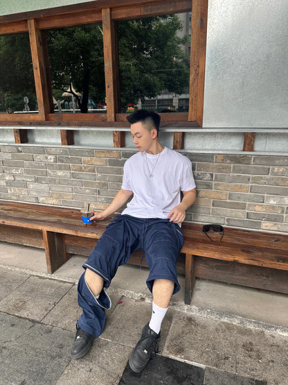 GTR / 발렌시아가 남성 여성 자수 멀티 카고 팬츠 바지