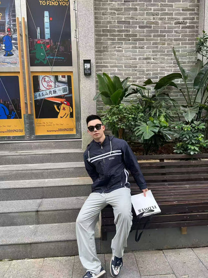 GTR / 프라다 남성 재생 나일론 프린트 로고 점퍼 재킷