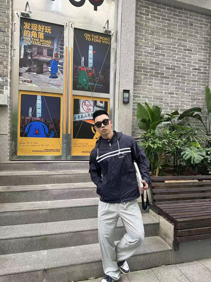 GTR / 프라다 남성 재생 나일론 프린트 로고 점퍼 재킷