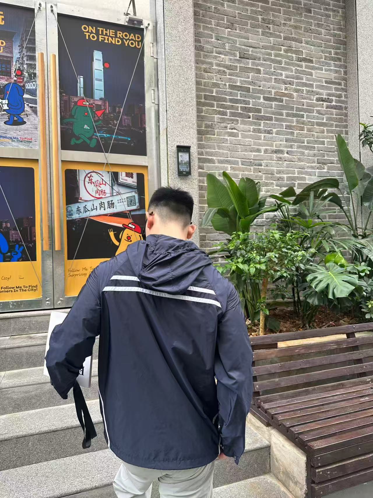 GTR / 프라다 남성 재생 나일론 프린트 로고 점퍼 재킷