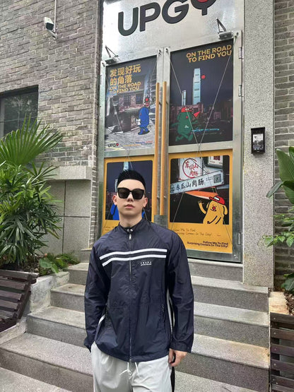 GTR / 프라다 남성 재생 나일론 프린트 로고 점퍼 재킷