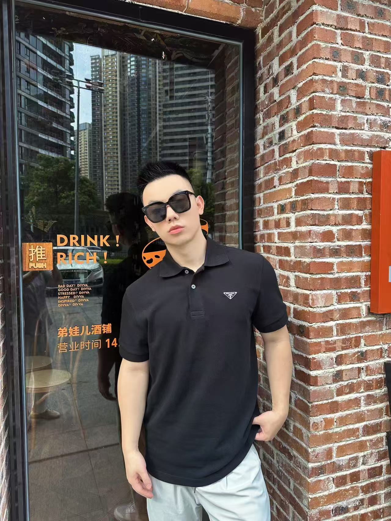 GTR / 프라다 남성 면 삼각 로고 폴로 셔츠