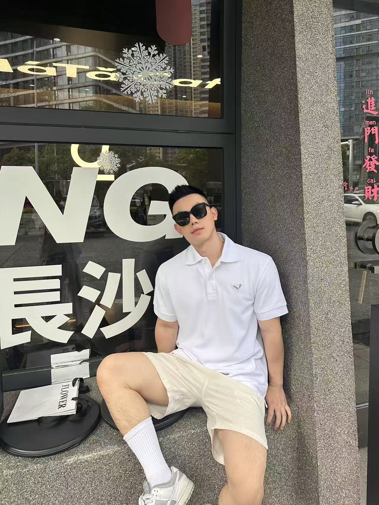 GTR / 프라다 남성 면 삼각 로고 폴로 셔츠