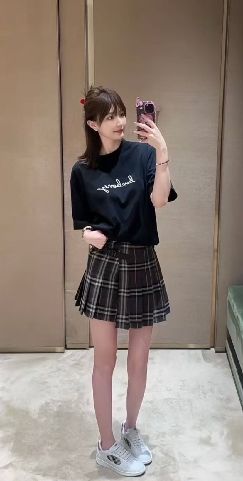 GTR / 버버리 남성 여성 자수 반팔 티셔츠