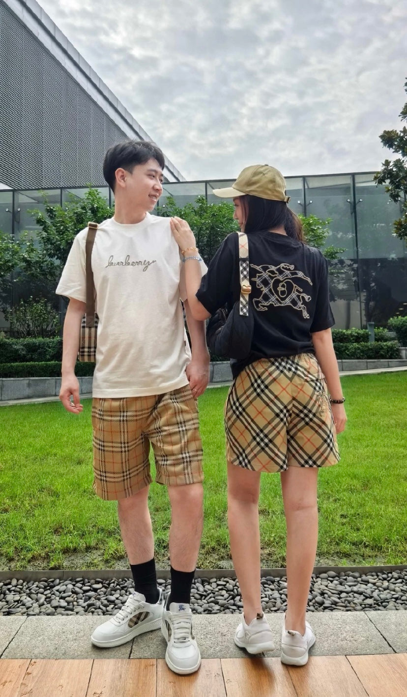 GTR / 버버리 남성 여성 자수 반팔 티셔츠