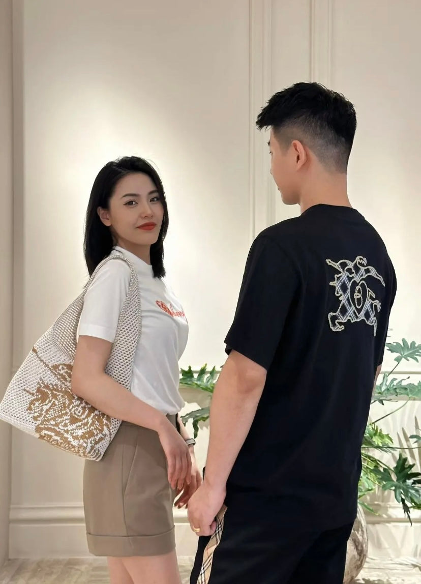 GTR / 버버리 남성 여성 자수 반팔 티셔츠