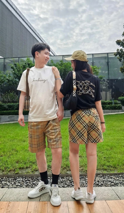 GTR / 버버리 남성 여성 자수 반팔 티셔츠