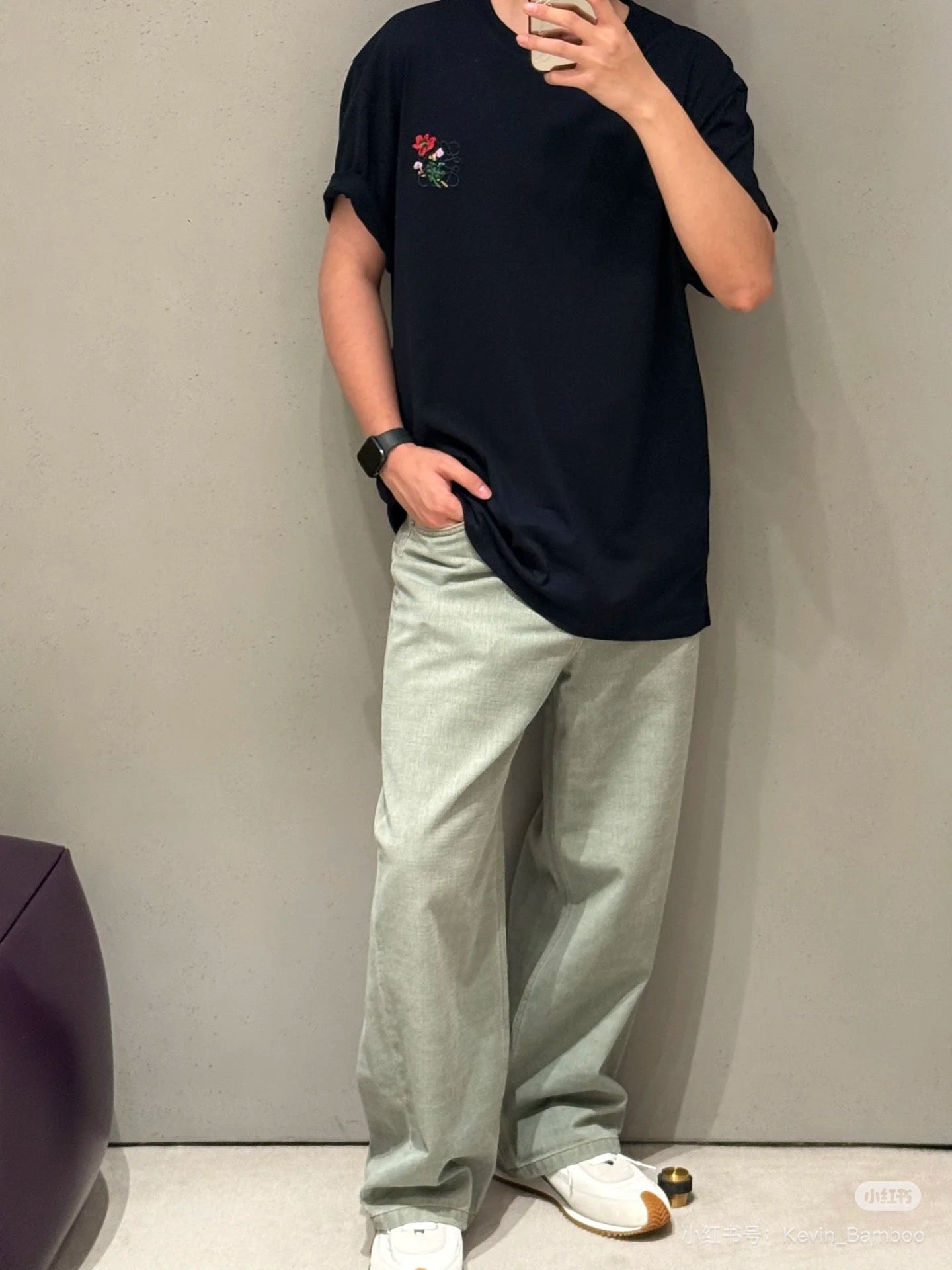 체인2호 / 로에베  남성 신상 꽃 자수 면 반팔 반팔
