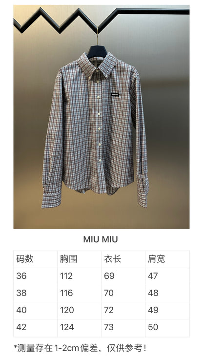 체인2호 / 미우미우 남성 체크 면 긴팔 셔츠