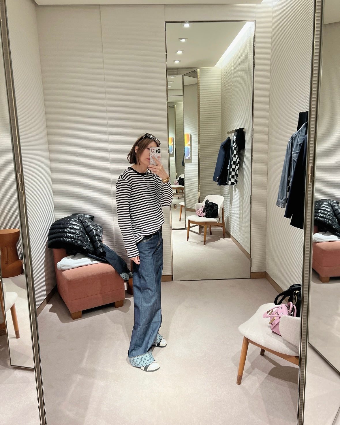 체인2호 / 루이비통 여성 데님 롱 팬츠