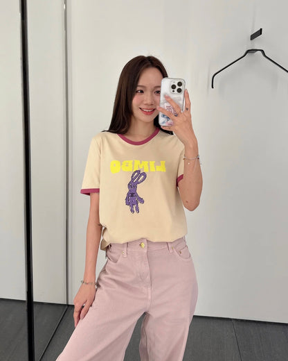 체인2호 / 셀린느 여성 토끼 프린트 반팔 티셔츠