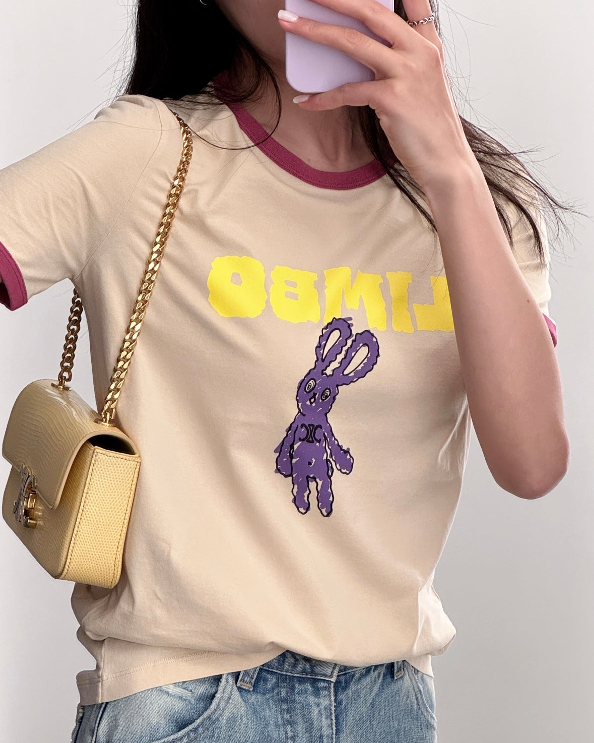 체인2호 / 셀린느 여성 토끼 프린트 반팔 티셔츠