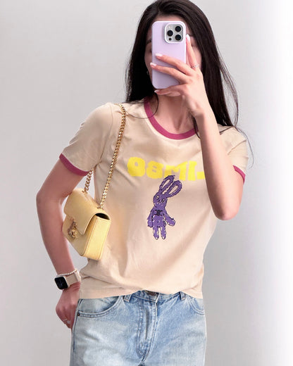 체인2호 / 셀린느 여성 토끼 프린트 반팔 티셔츠