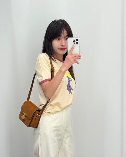 체인2호 / 셀린느 여성 토끼 프린트 반팔 티셔츠