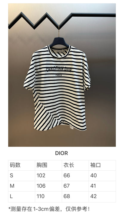 체인2호 / 디올 여성 불규칙 스트라이프 반팔 티셔츠