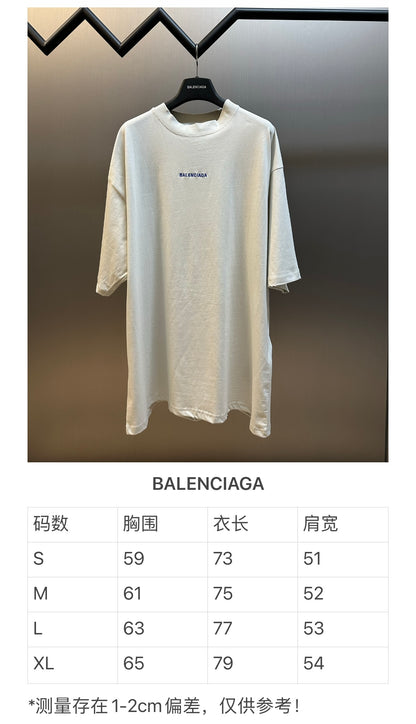 체인2호 / 발렌시아가 남성 블루 자수 반팔 티셔츠