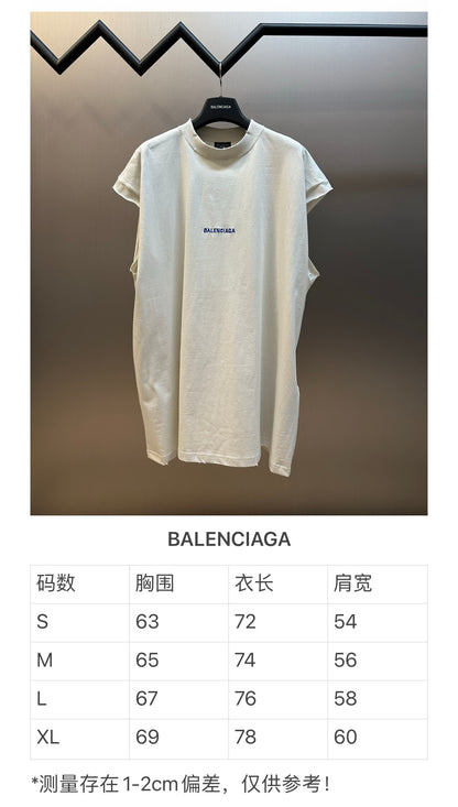 체인2호 / 발렌시아가 남성 블루 자수 민소매 티셔츠