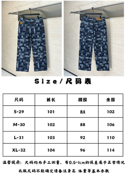 체인2호 / 루이비통 남성 체크 자수 데님 팬츠 긴 바지