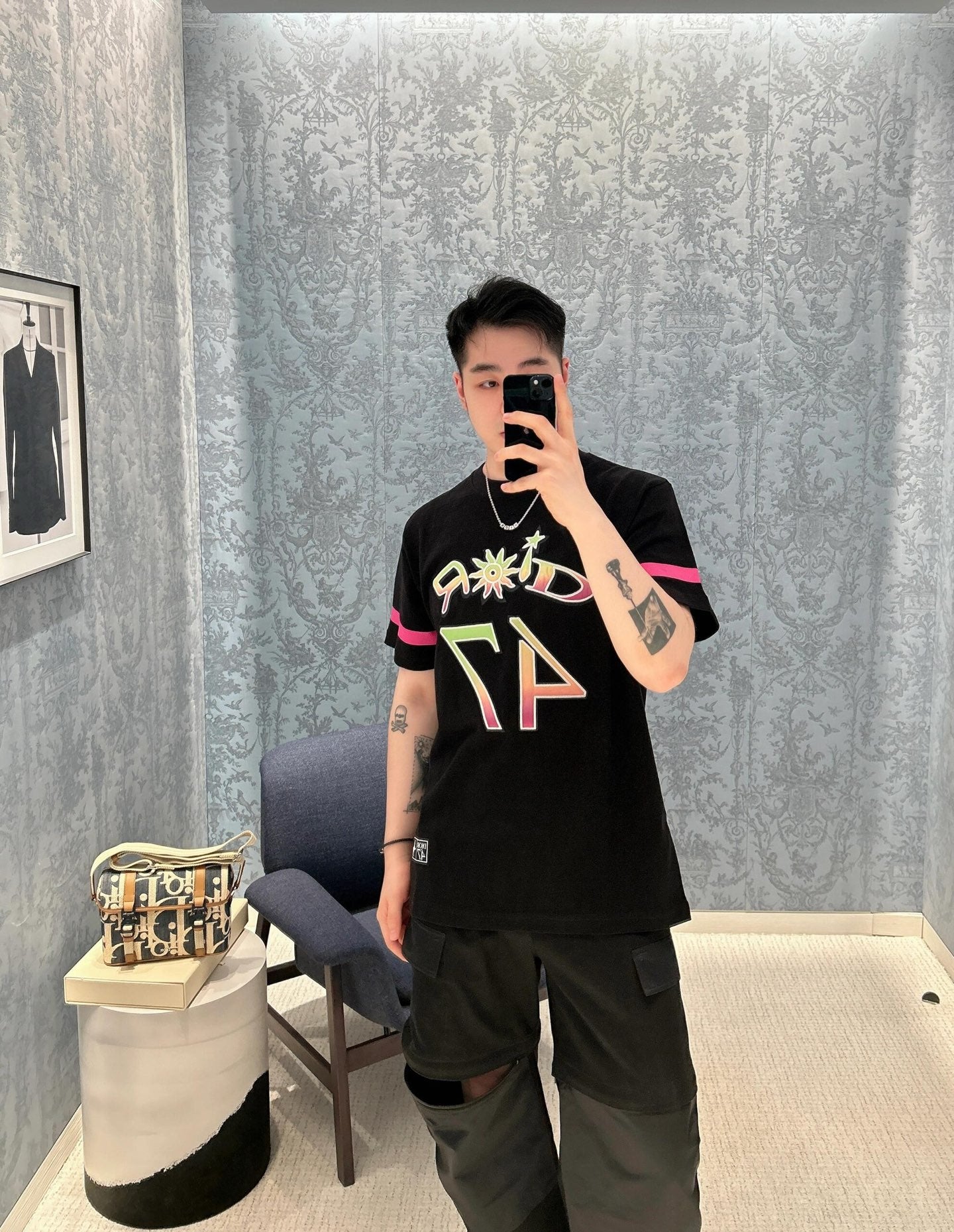 R공장 / 디올 남성 루즈핏 반팔 티셔츠