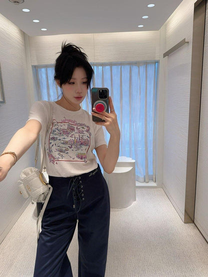 R공장 / 디올 여성 패턴 반팔 티셔츠
