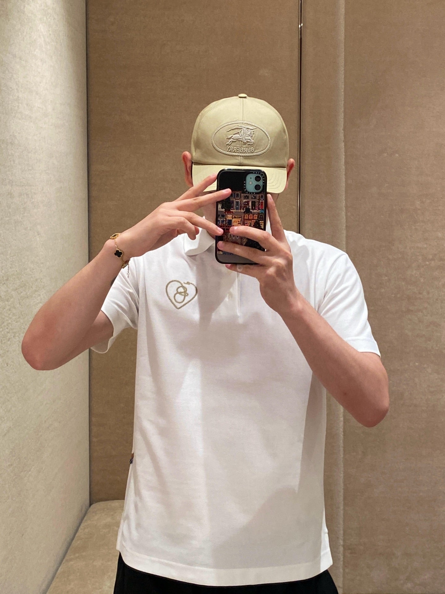 R공장 / 버버리 남성 하트 알파벳 B 패턴 면 폴로 반팔 셔츠