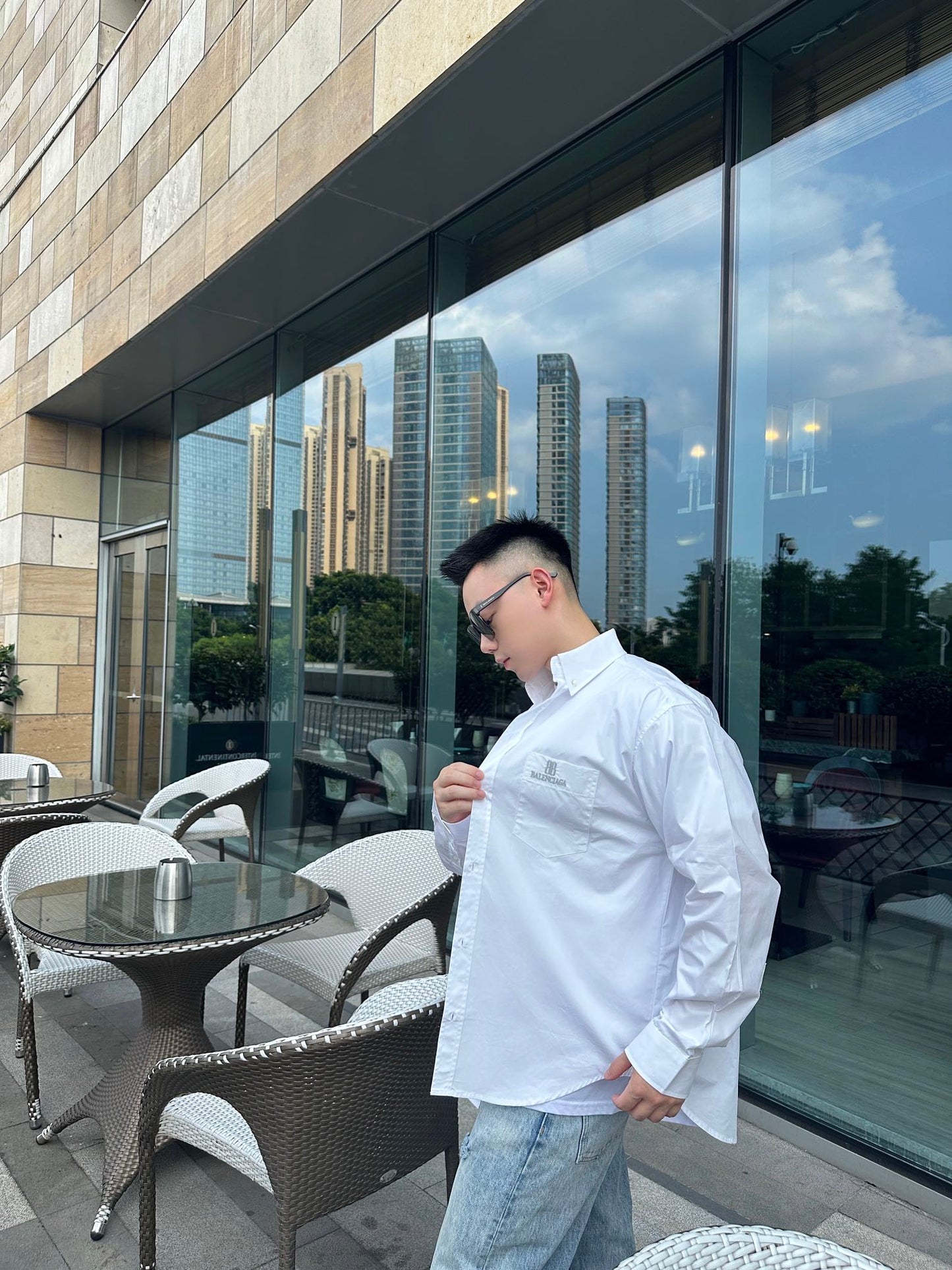 GTR / 발렌시아가 남성 여성 BB 자수 셔츠