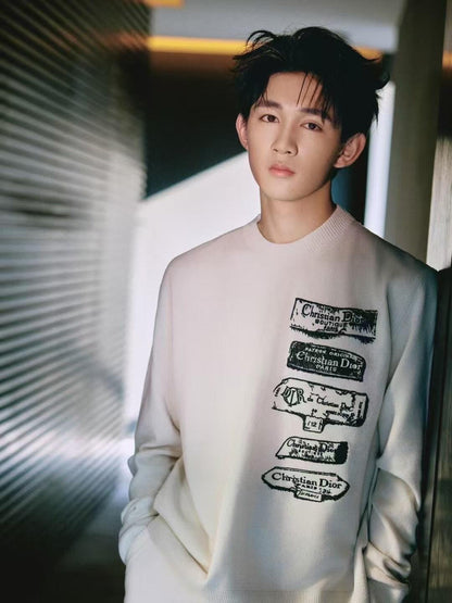GTR / 디올 남성 여성 자수 로고 울 니트