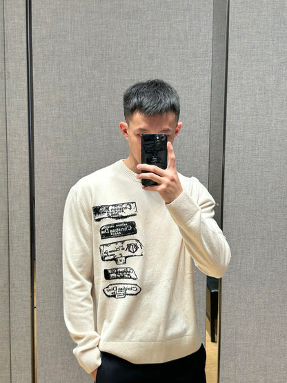 GTR / 디올 남성 여성 자수 로고 울 니트