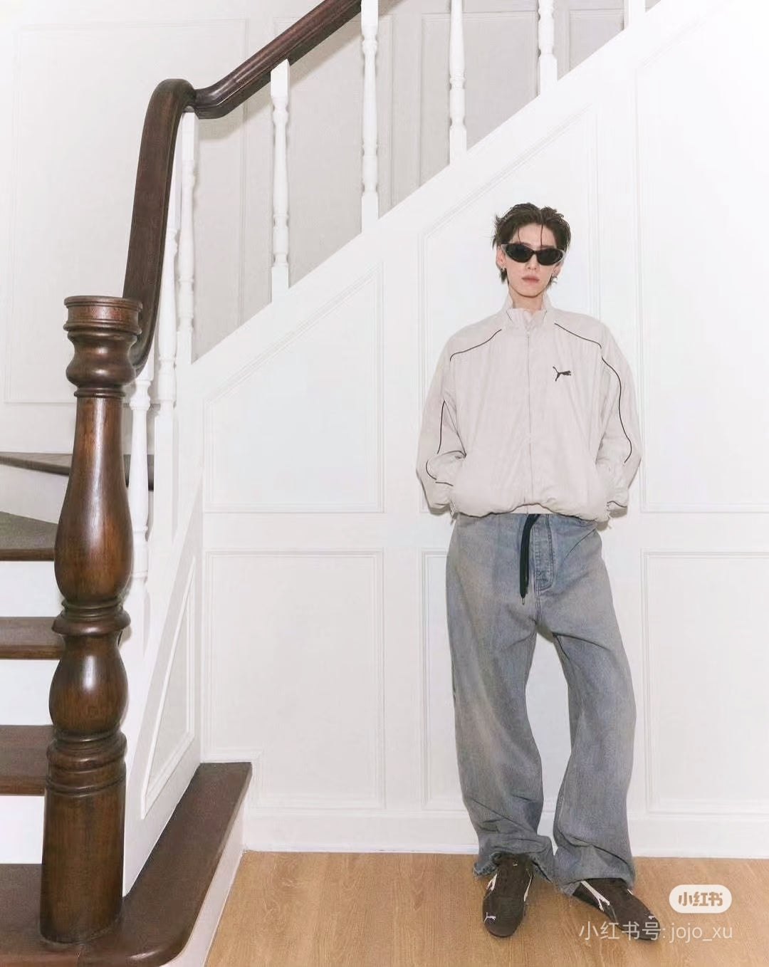 GTR / 발렌시아가 남성 크림 텍스타일 재킷