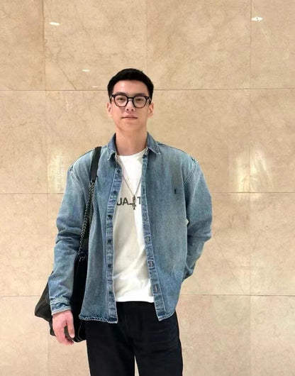 사슬 / 입생로랑 남성 여성 긴팔 데님 셔츠