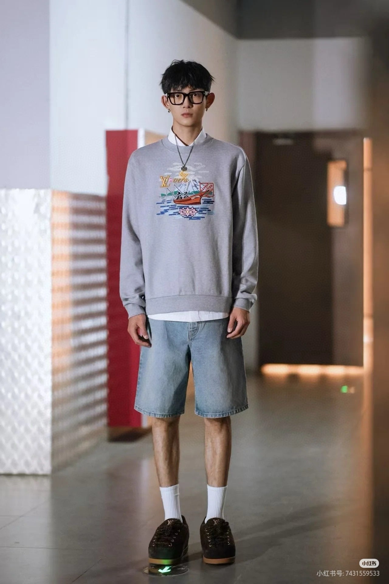 GTR / 루이비통 남성 낚시 자수 맨투맨
