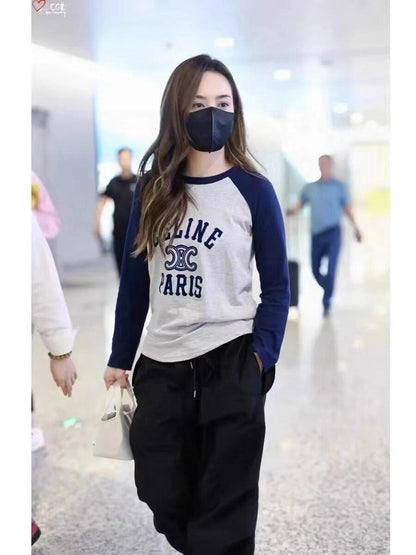 R공장 / 셀린느 남성 여성 면 긴팔 티셔츠