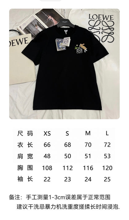 BVG / 로에베 남성 여성 토끼 자수 반팔 티셔츠