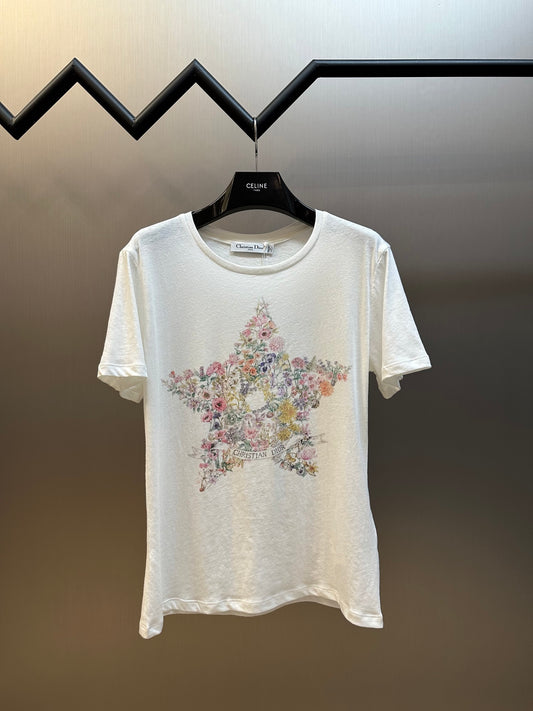 체인2호 / 디올 여성 별 플라워 프린트 반팔 티셔츠
