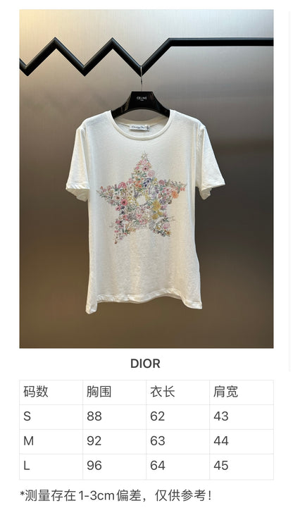 체인2호 / 디올 여성 별 플라워 프린트 반팔 티셔츠