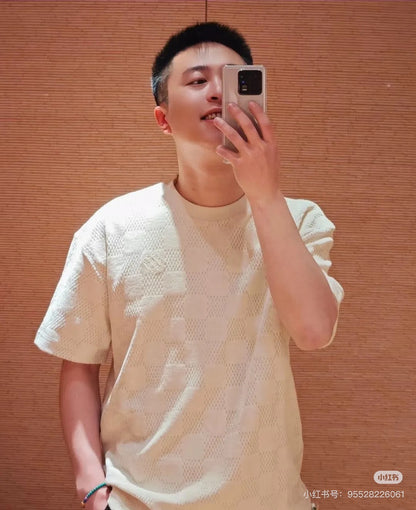 체인2호 / 루이비통 남성 여성 체크 라운드 반팔 티셔츠
