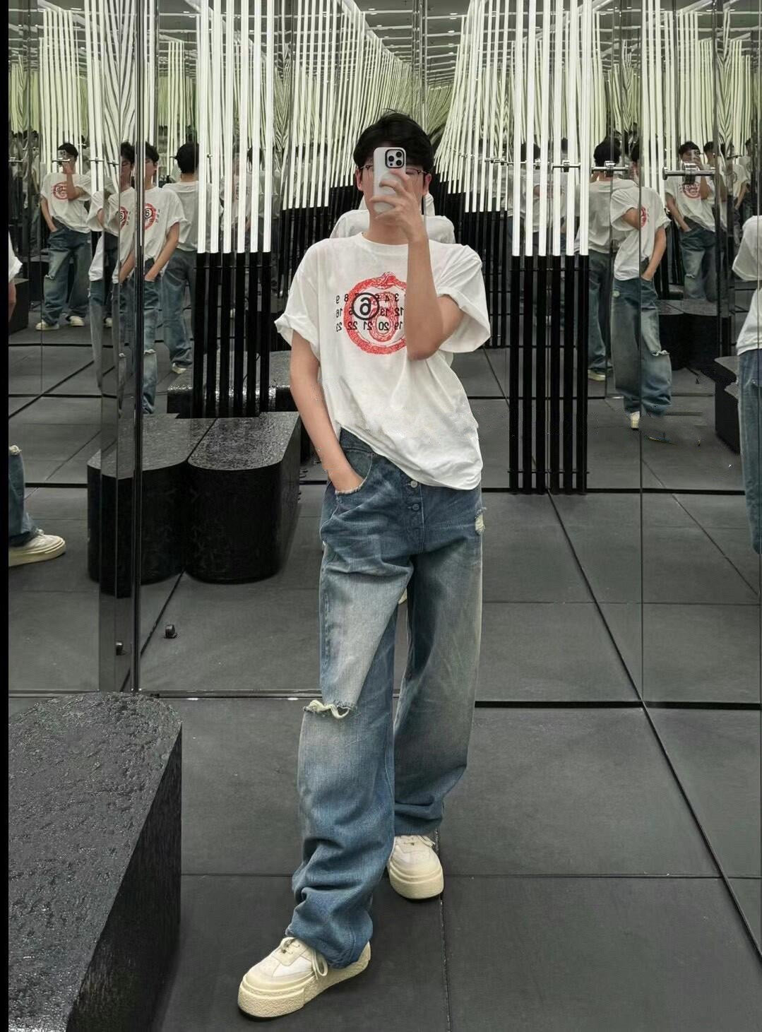 BVG / 메종마르지엘라  남성 숫자 로고 프린트 반팔 티셔츠