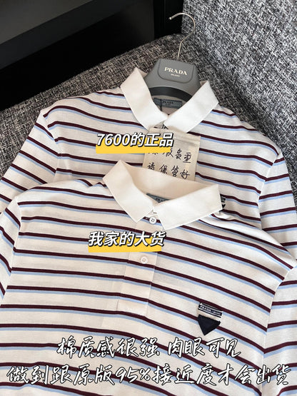 티모 공장 / 프라다 여성 스트라이프 폴로넥 긴팔 셔츠