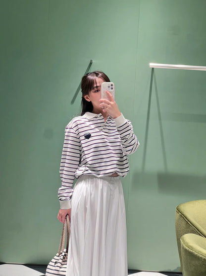 티모 공장 / 프라다 여성 스트라이프 폴로넥 긴팔 셔츠