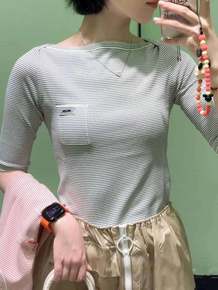티모 공장 / 프라다 여성 스트라이프 반팔 티셔츠