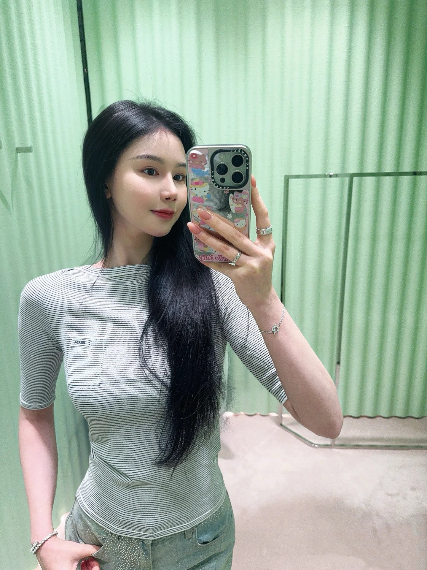 티모 공장 / 프라다 여성 스트라이프 반팔 티셔츠