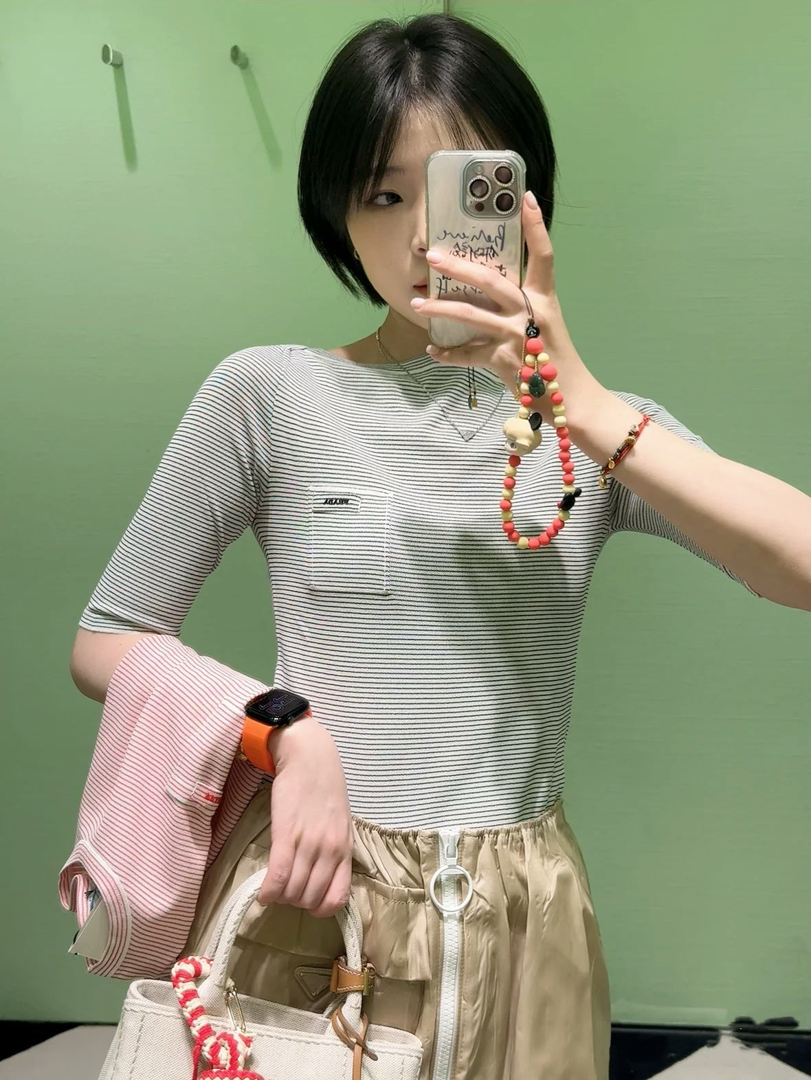 티모 공장 / 프라다 여성 스트라이프 반팔 티셔츠