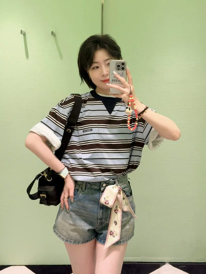 티모 공장 / 프라다 여성 스트라이프 반팔 티셔츠