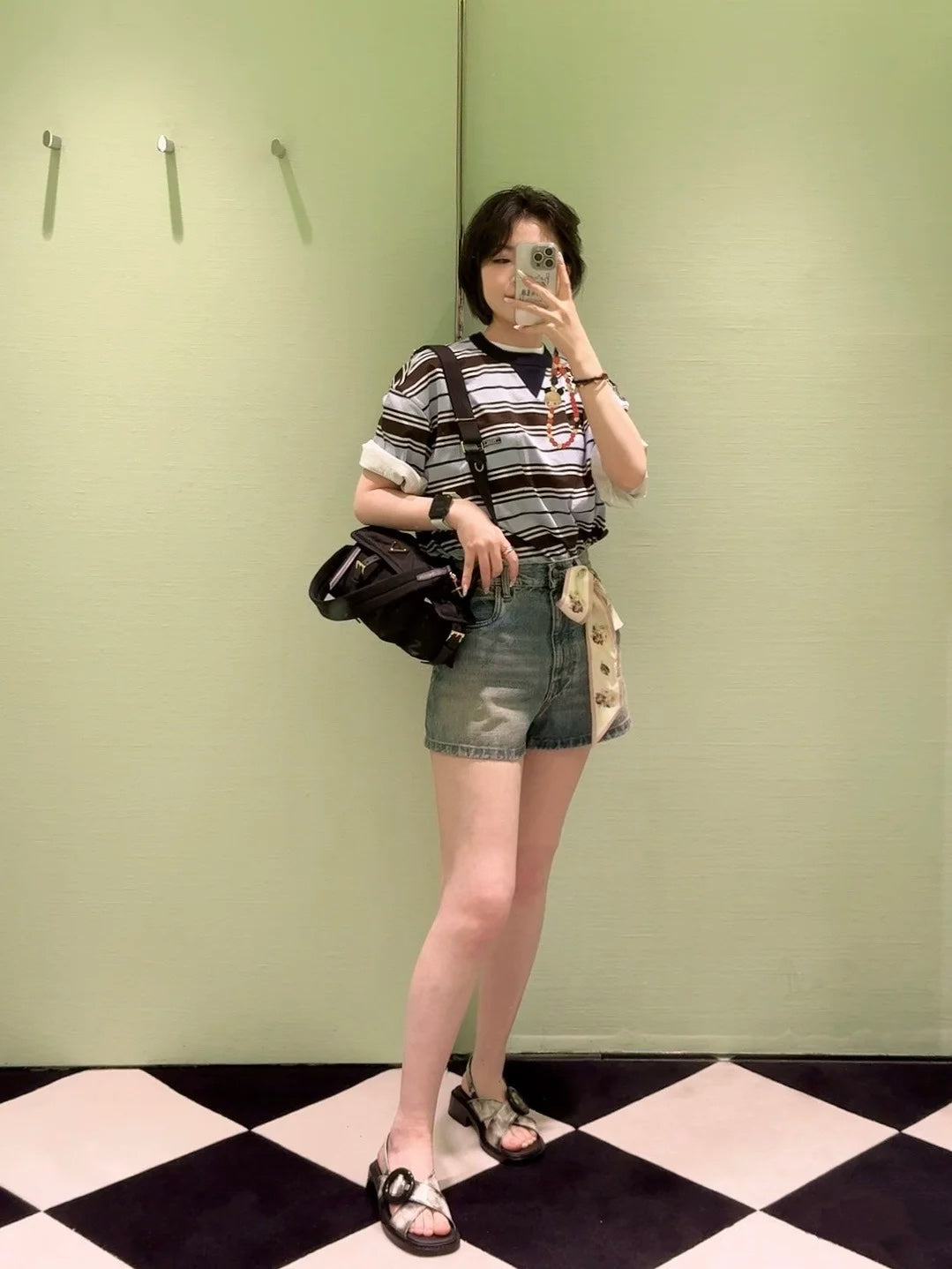 티모 공장 / 프라다 여성 스트라이프 반팔 티셔츠