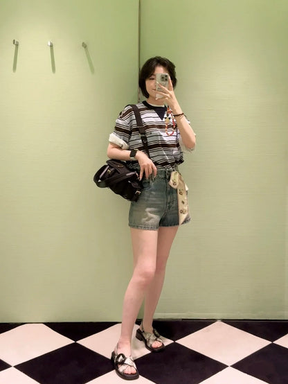 티모 공장 / 프라다 여성 스트라이프 반팔 티셔츠